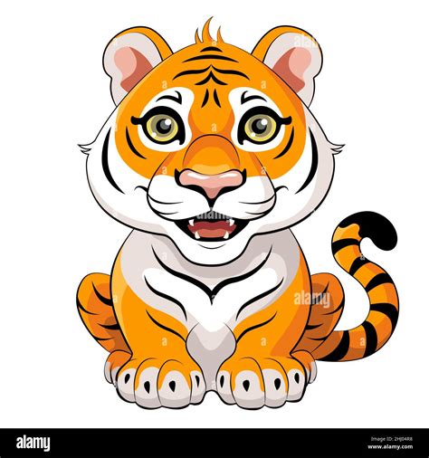 Illustration Vectorielle Dun Joli Dessin Animé Tigre Isolé Sur Fond