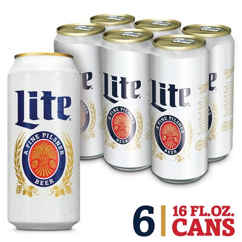 Miller Lite Lager Beer Light Beer Beer 6 Pack 16 Fl Oz Cans 42