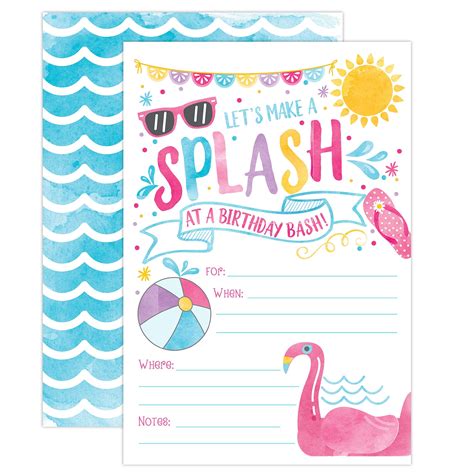 Girl Pool Party Birthday Invitations Summer Pool Party Bash Splash