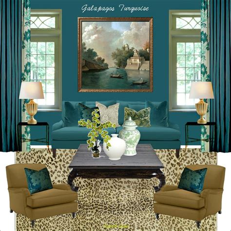 Galapagos Turquoise Living Room Saturated Teal Wall Colors Laurel Home
