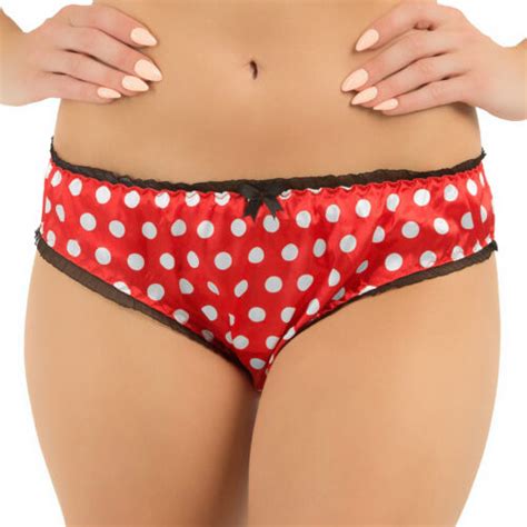 satini satin polka dot frilly bikini knicker underwear briefs uk size 6