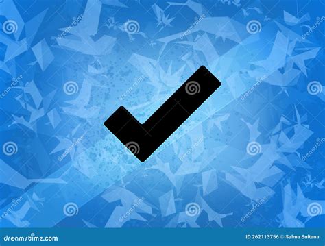 Checkmark Aesthetic Abstract Icon On Blue Background Stock Illustration
