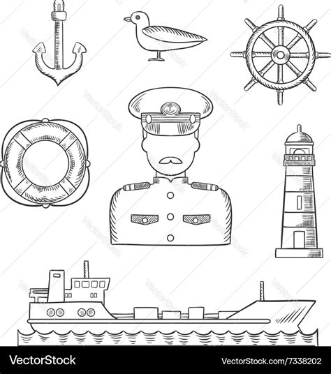 Sailor Seaman And Captain Profession Design Vector Image
