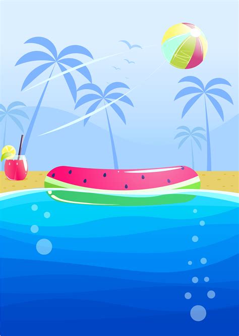 Hello Summer Party Banner Design Swimming Pool In The Aquapark Vector