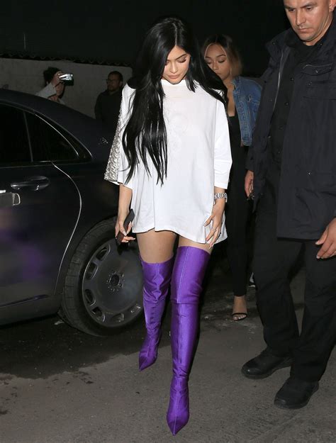 Kylie Jenners Balenciaga Spandex Boots Thigh High Boots Heels