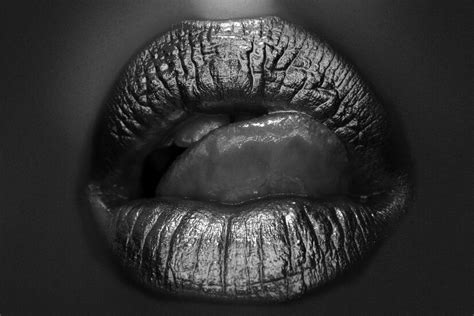 Premium Photo Sexy Tongue Sensual Lick Gold Lips Gold Paint From The Mouth Golden Lips On