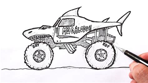View Megalodon Shark Megalodon Monster Truck Coloring Page Pictures