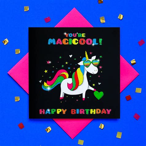 Glitter Happy Birthday Unicorn Greeting Card By Tache