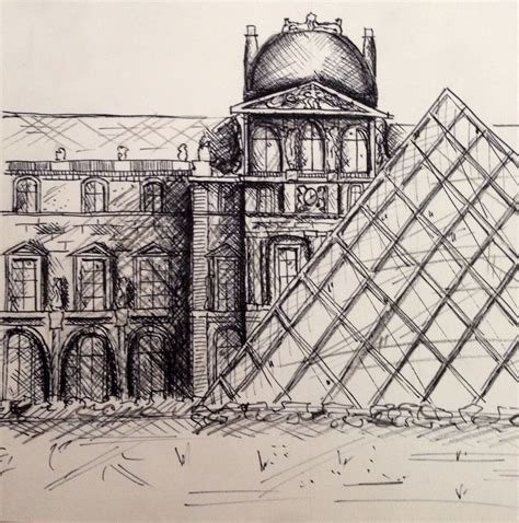 Le Louvre Paris Paris Zeichnung Kunst Skizzen Louvre