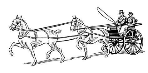 Free Coloring Pages Two Carriage Horse