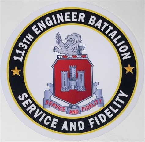 Us Army 113th Engineer Battalion Service And Fidelity Sticker Decal