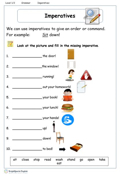 Imperative Mood Esl Printable Grammar Exercise Worksheet For Kids