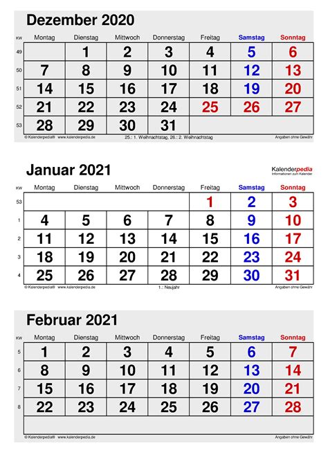 Die gesetzlichen feiertage und kalenderwochen sind auch in diesen pdf kalendern markiert. Kalender Januar 2021 als PDF-Vorlagen