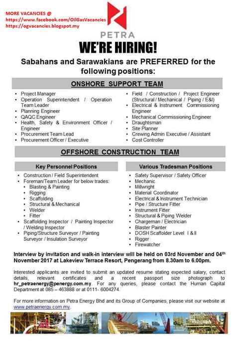 Search for jobs and personnel in uzbekistan. Oil &Gas Vacancies: Vacancies - Petra Energy - Sabah / Sarawak