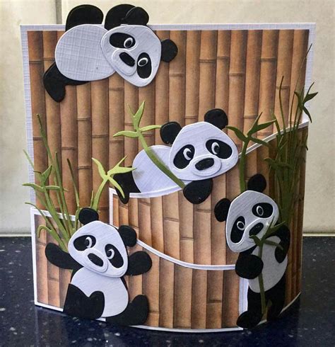 Panda Birthday Party Kids Birthday Cards Fancy Fold Cards Folded