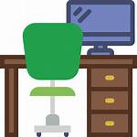 Desk Office Clipart Icon Computer Furniture Icons