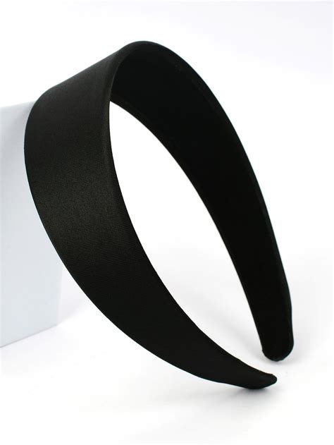 Black Casual Spandex Plain Wide Headband Women Accessories Hair