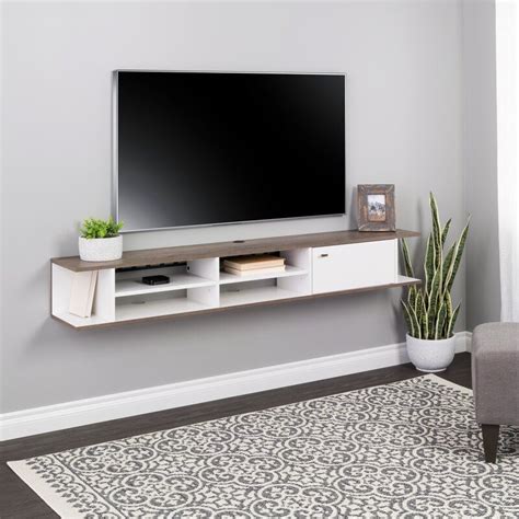 White Wood Floating Tv Stand Charisse Earl