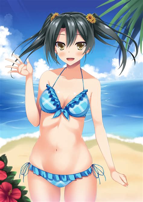 Wallpaper Illustration Sea Anime Girls Sky Clouds Beach Cartoon Kantai Collection