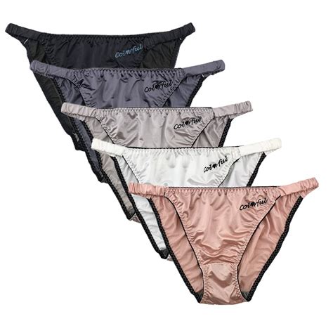 Buy Colorful Star 5 Pack Women S Sexy Satin String Bikini Panties Silky