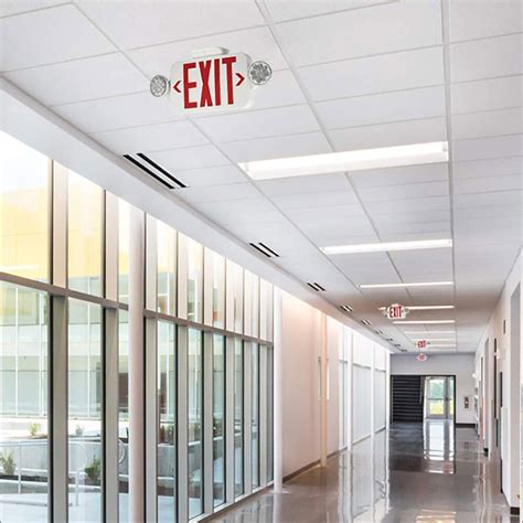Exit Sign With Emergency Light Red Exit Compact Combo Hardwired High