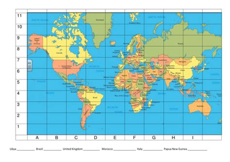 World Map With Coordinates Teaching Resources