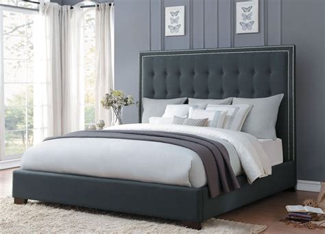 jervis dark grey queen upholstered bed  homelegance coleman furniture
