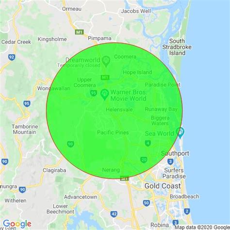 Learn how to create your own. Helensvale 10km Radius : Scribble Maps