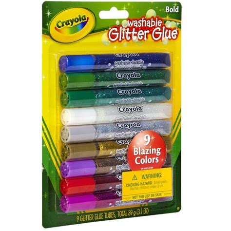 Crayola Washable Glitter Glue 9 Count In 2020 Glitter Glue Crayola