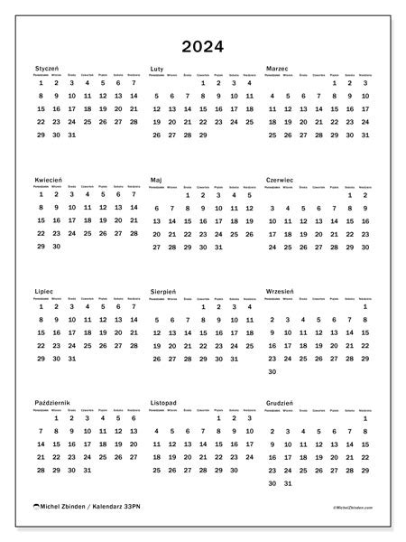 Kalendarze Roczne 2024 Michel Zbinden Pl
