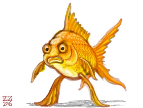 Draw A Fish Standing On Fins As If They Were Legs By