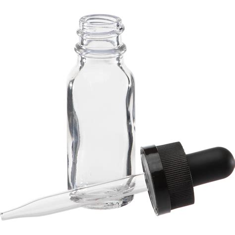 12 Oz Clear Boston Round Glass Black Child Resistant Dropper Bottle