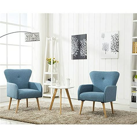 Elegant Upholstered Fabric Club Chair Accent Chair Living Room Set Of 2