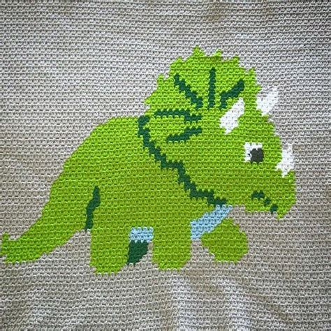 Instant Download Triceratops Dinosaur Baby Blanket Crochet