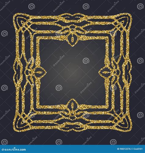 Gold Glittery Rectangle Frame Vector 7d6