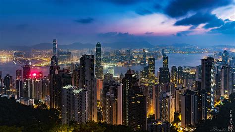 The Victoria Peak Hong Kong Island Night Hong Kong