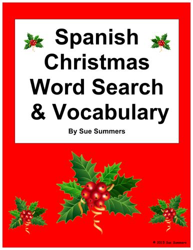Spanish Christmas Word Search Worksheet And Vocabulary Teaching Resources
