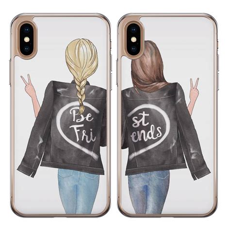 Don't let your friend see your answers. Meisjes illustratie siliconen BFF hoesjes voor 2 ...