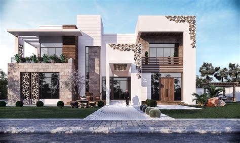 This beautiful designer villa is at a secluded end of the island, with sea on three sides, a private beach and freshwater pool. Villa Design in Dubai | House Designs | DAT