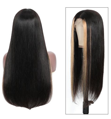 Brazilian Straight Hair Wig Ombre Color With Highlight Lace Front Human