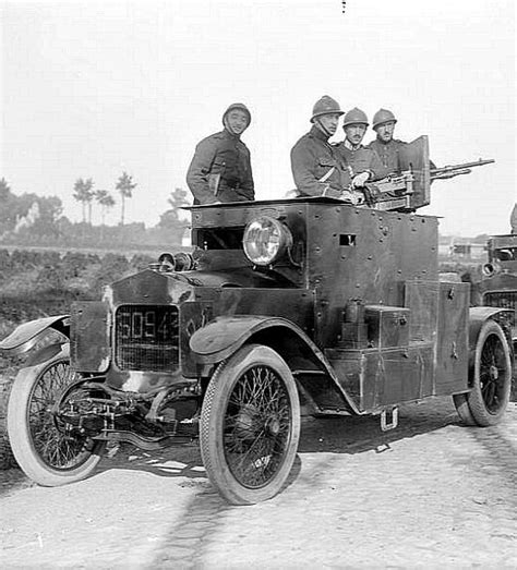 Wwi 9 Sept 1917 Belgian Minerva Armoured Car And Crewhouthem