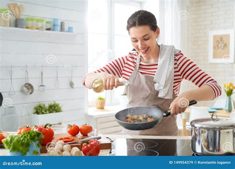 Woman Is Preparing Proper Meal Stock Image Image Of Casual Housewife
