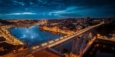 Hd Wallpaper Bridge Cityscape Porto City Lights River Wallpaper