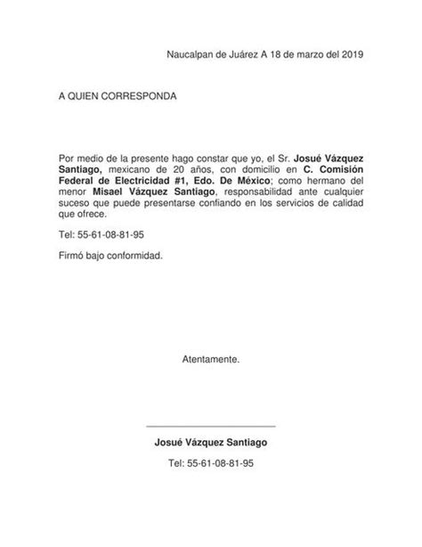 Carta Responsiva De Menores De Edad 2 Luis Manuel Chavez Udocz