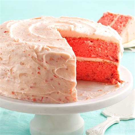 Take a serrated knife and around the top of cake make 2 circles, space far enough apart. strawberry cake with jello and frozen strawberries and ...