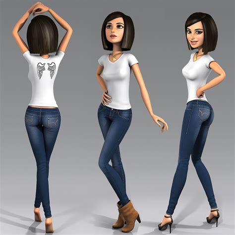 3d Model Cartoon Character Young Woman Female Character Design Girl