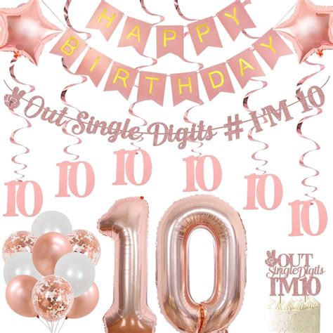 Th Birthday Decorations For Girl Rose Gold Peace Out Single Digits I