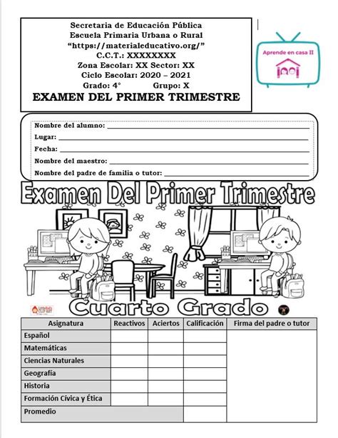 Examen Primer Trimestre Cuarto Grado Santillana Theneave