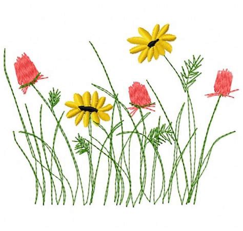 Wildflowers Machine Embroidery Design Instant Download Etsy