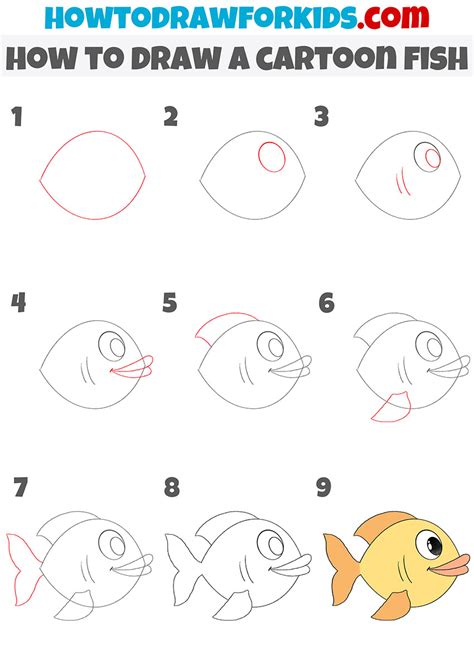 How To Draw A Cartoon Fish Easy Drawing Tutorial For Kids